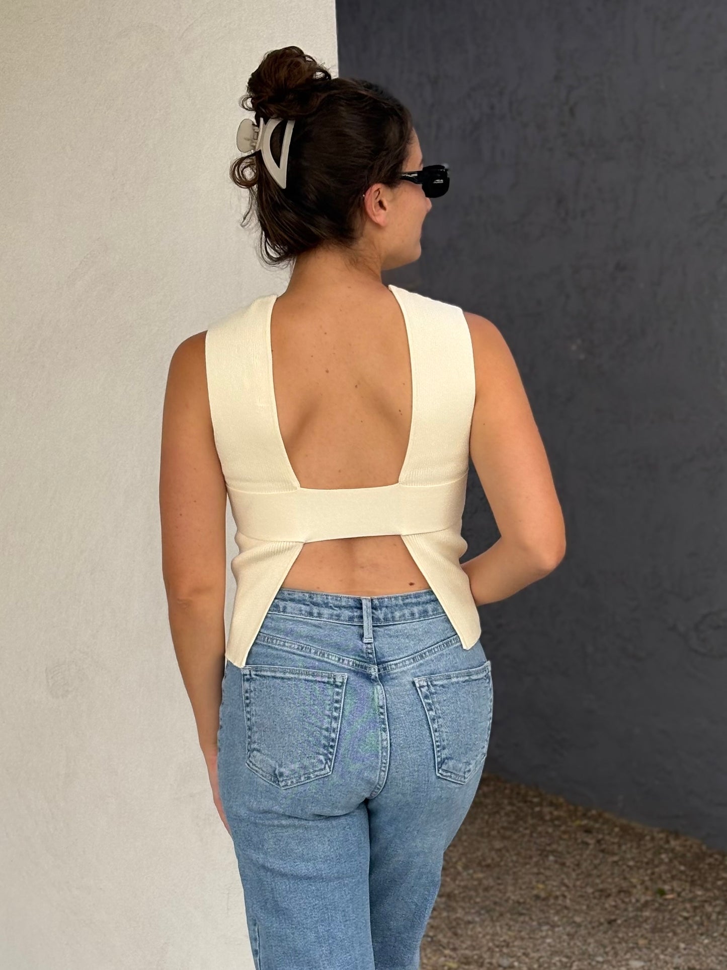 Open Back Knit Top