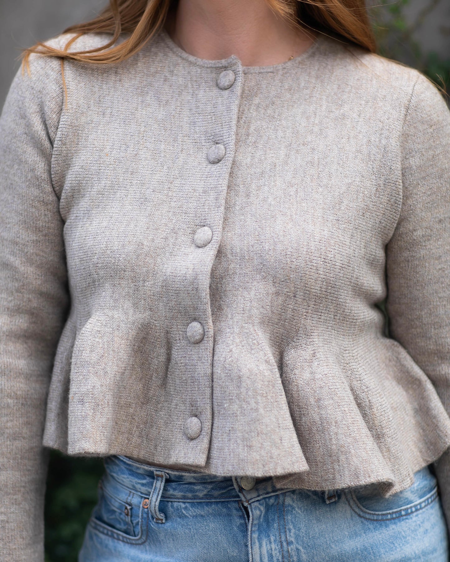 Peplum Button Down Sweater