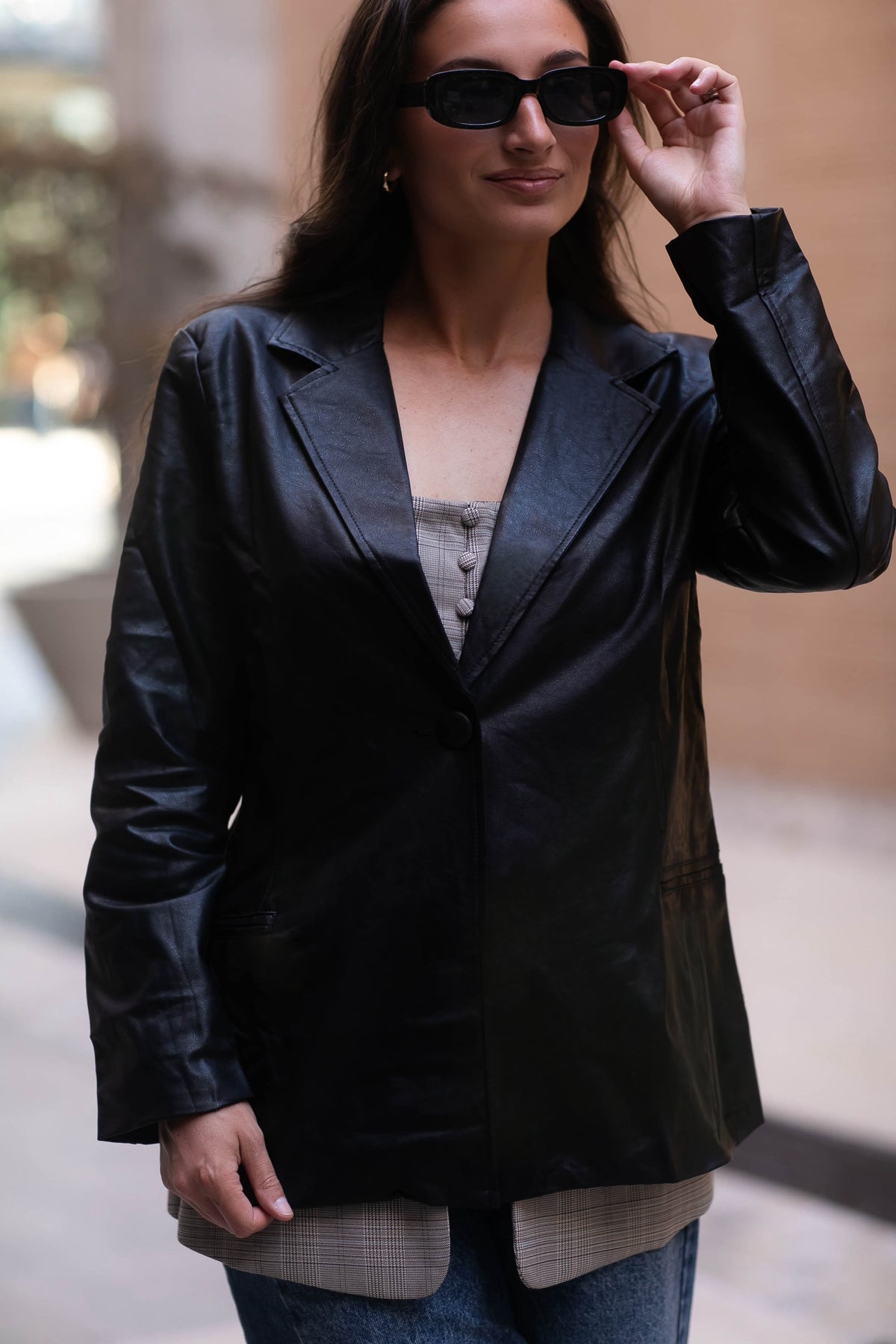 Back to Business Faux Leather Blazer