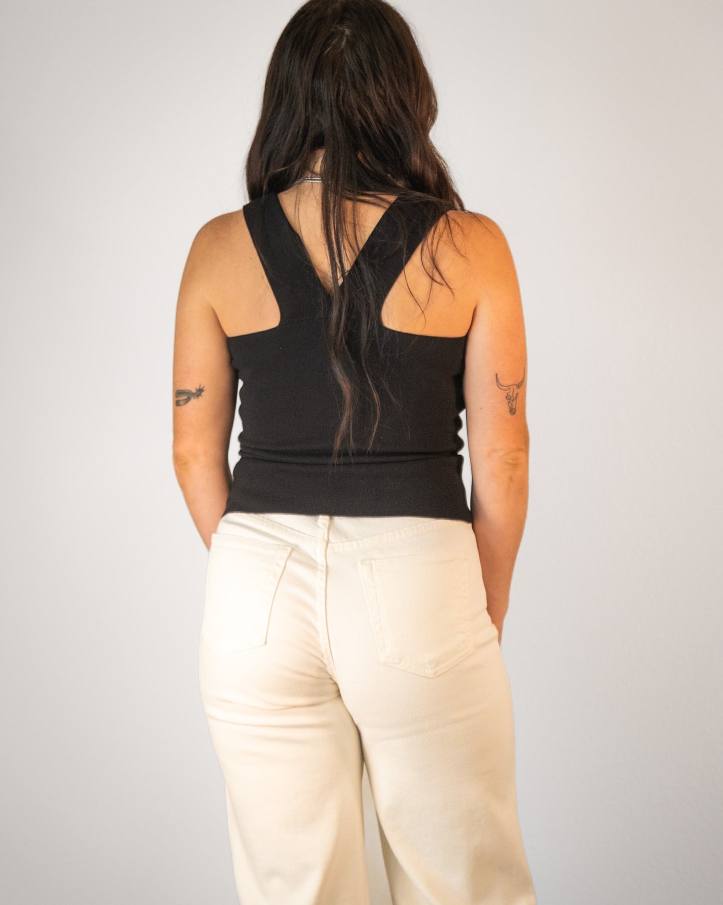 Square Neck Black Tank Top