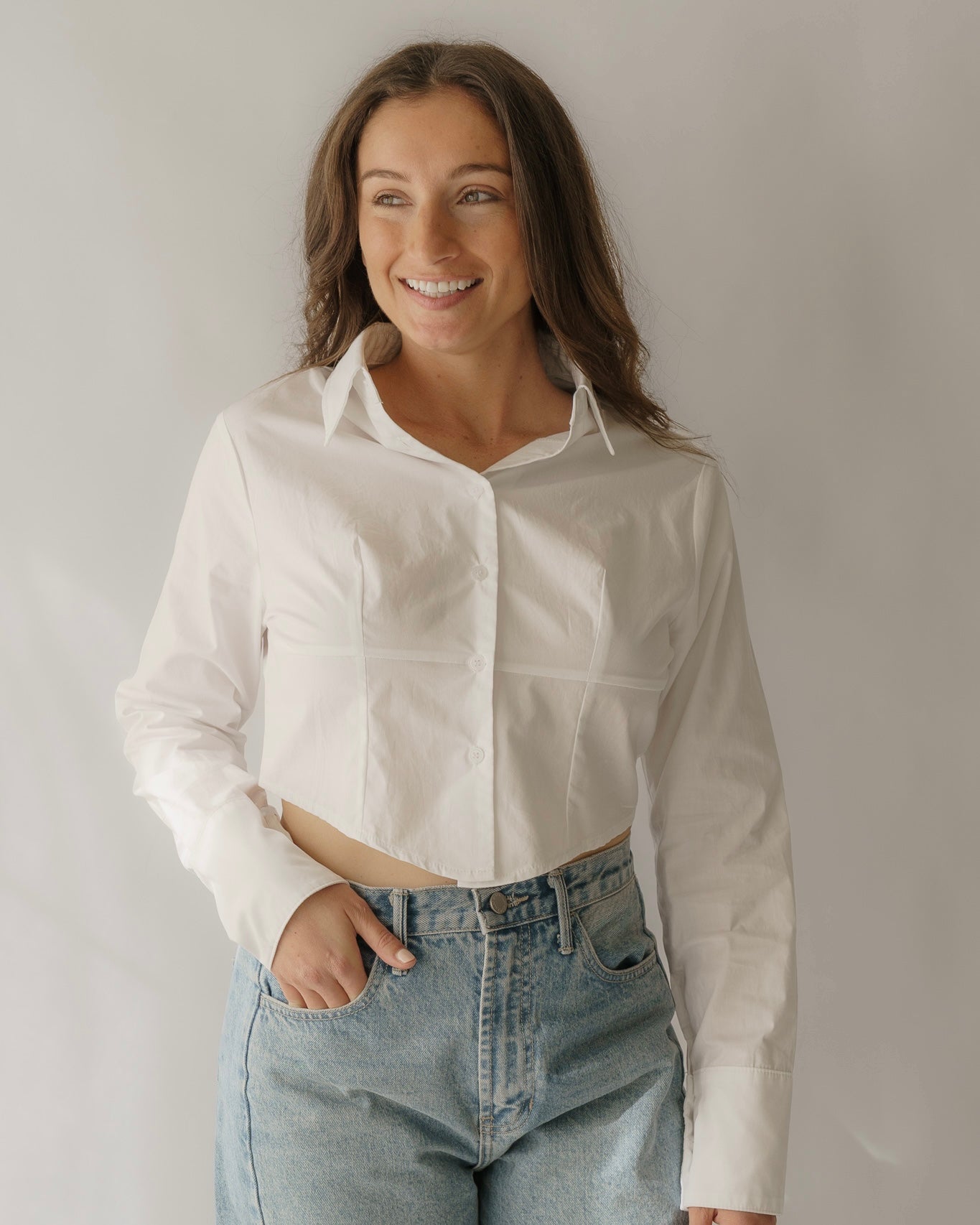 Crisp White Button Down Top