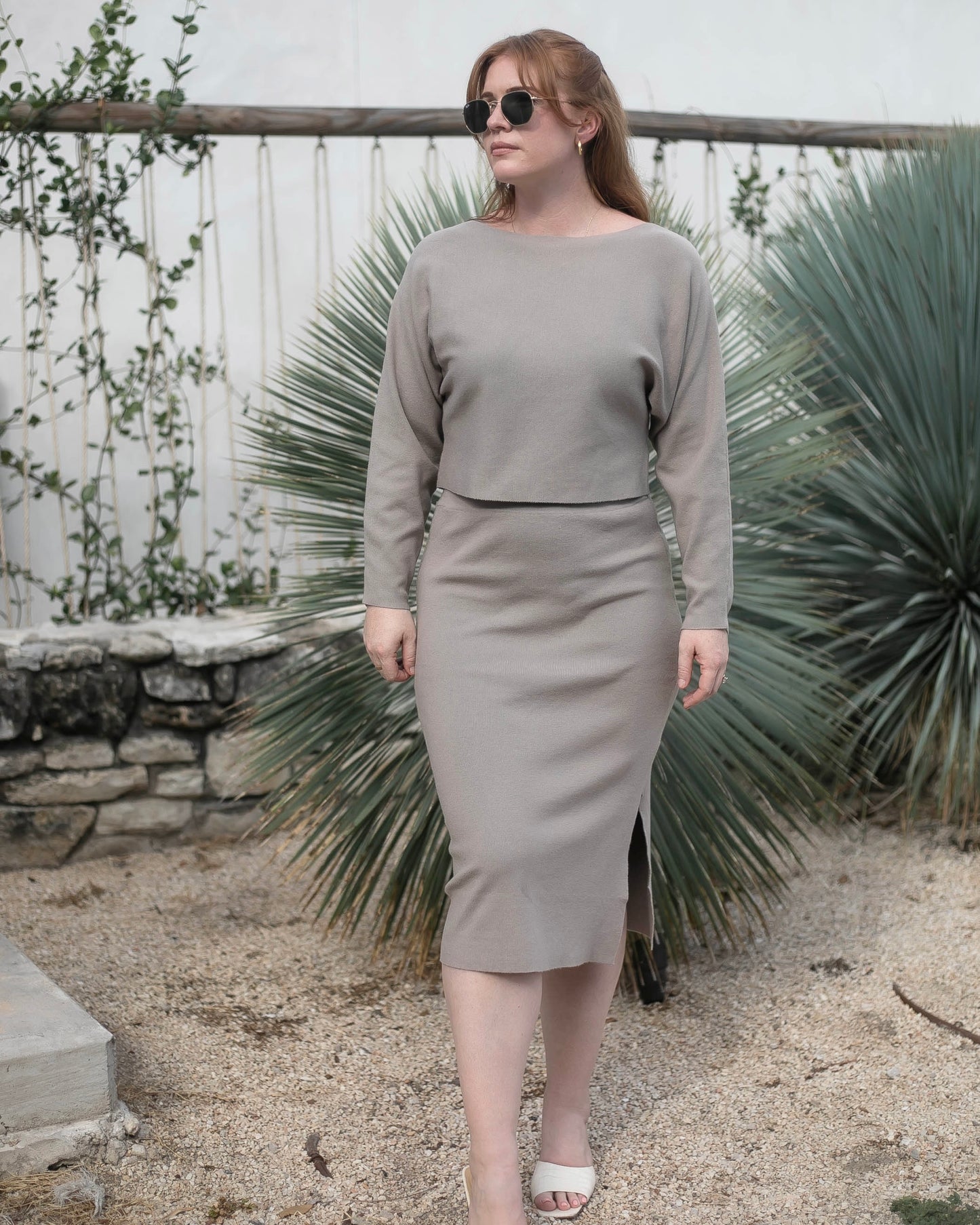 Taupe Tones Midi Skirt