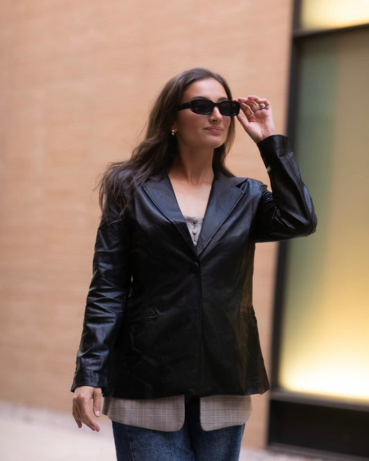 Back to Business Faux Leather Blazer