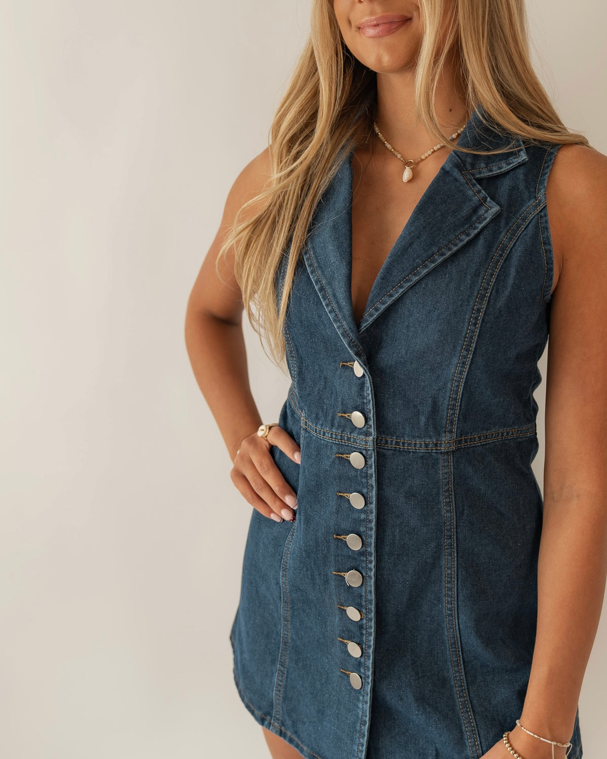 Wisteria Button Up Denim Dress