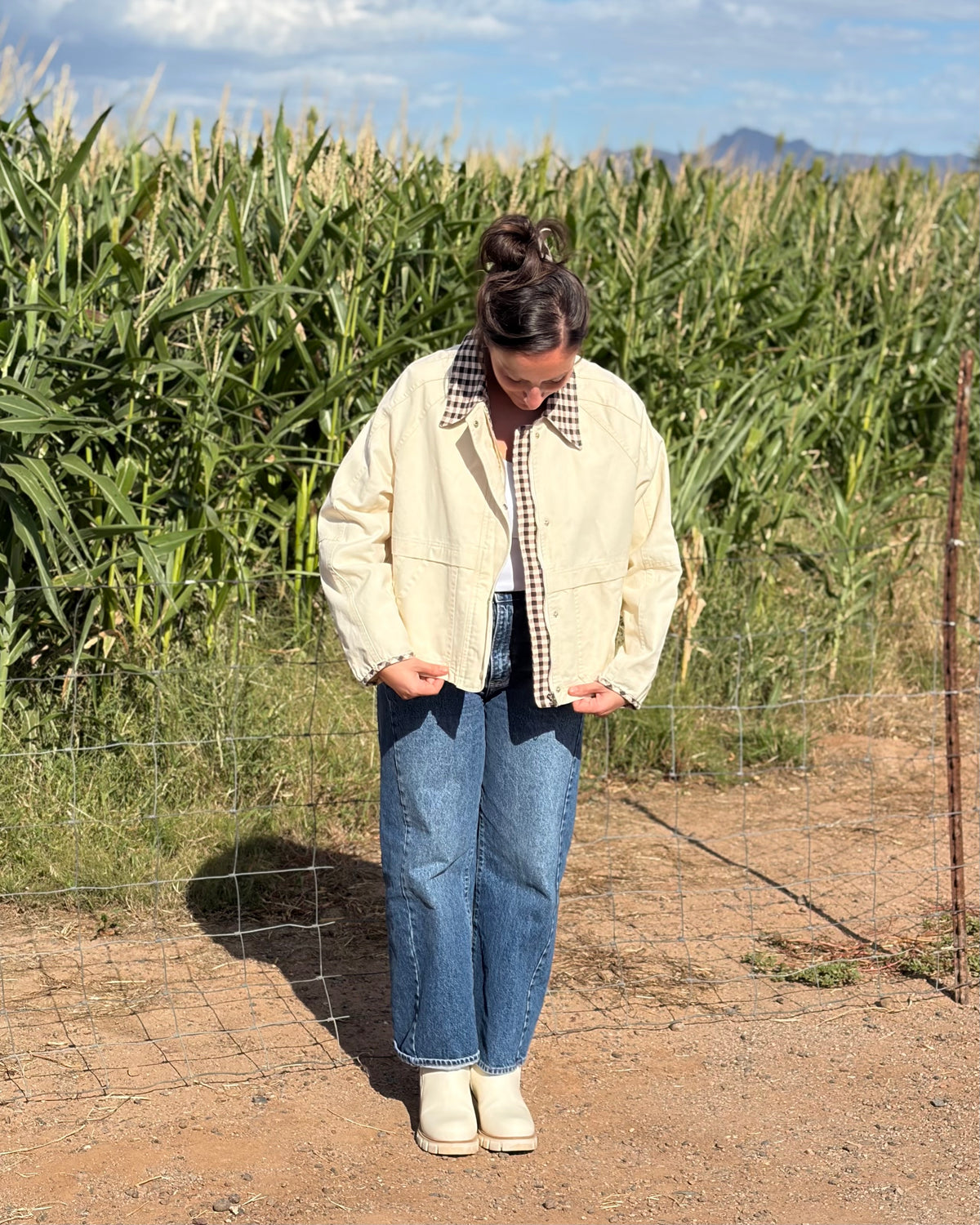 Gingham Collared Barn Jacket