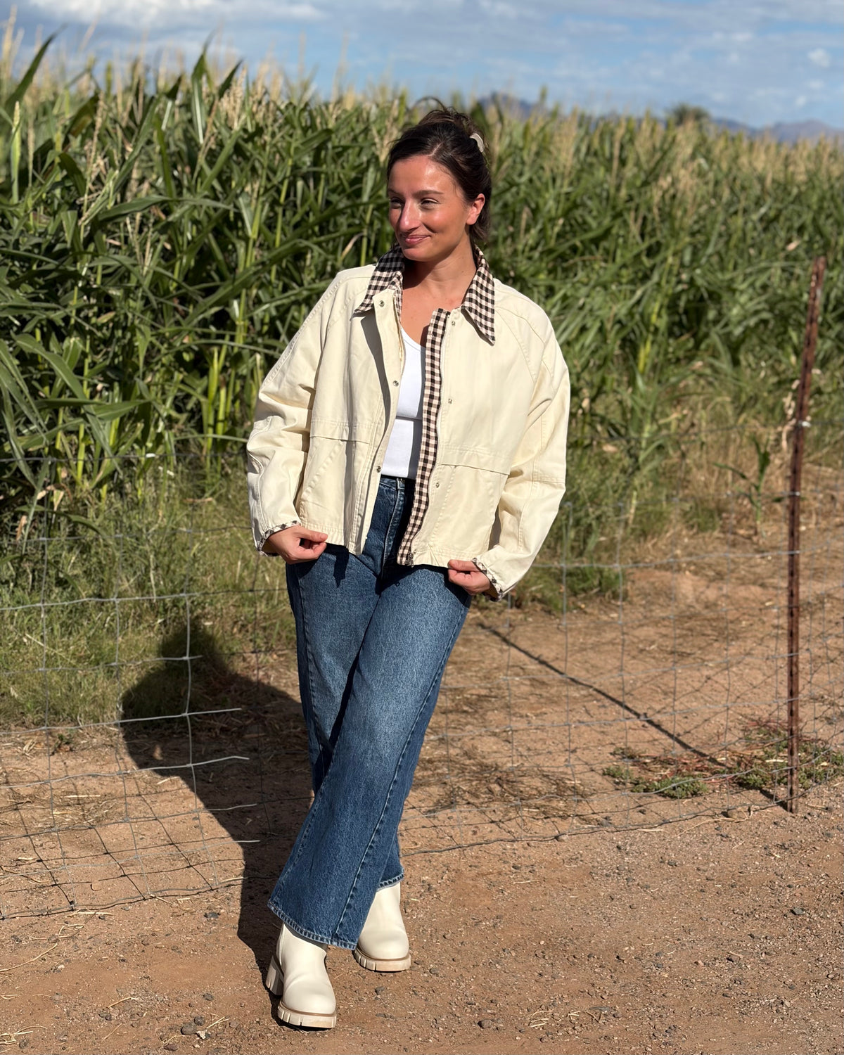 Gingham Collared Barn Jacket