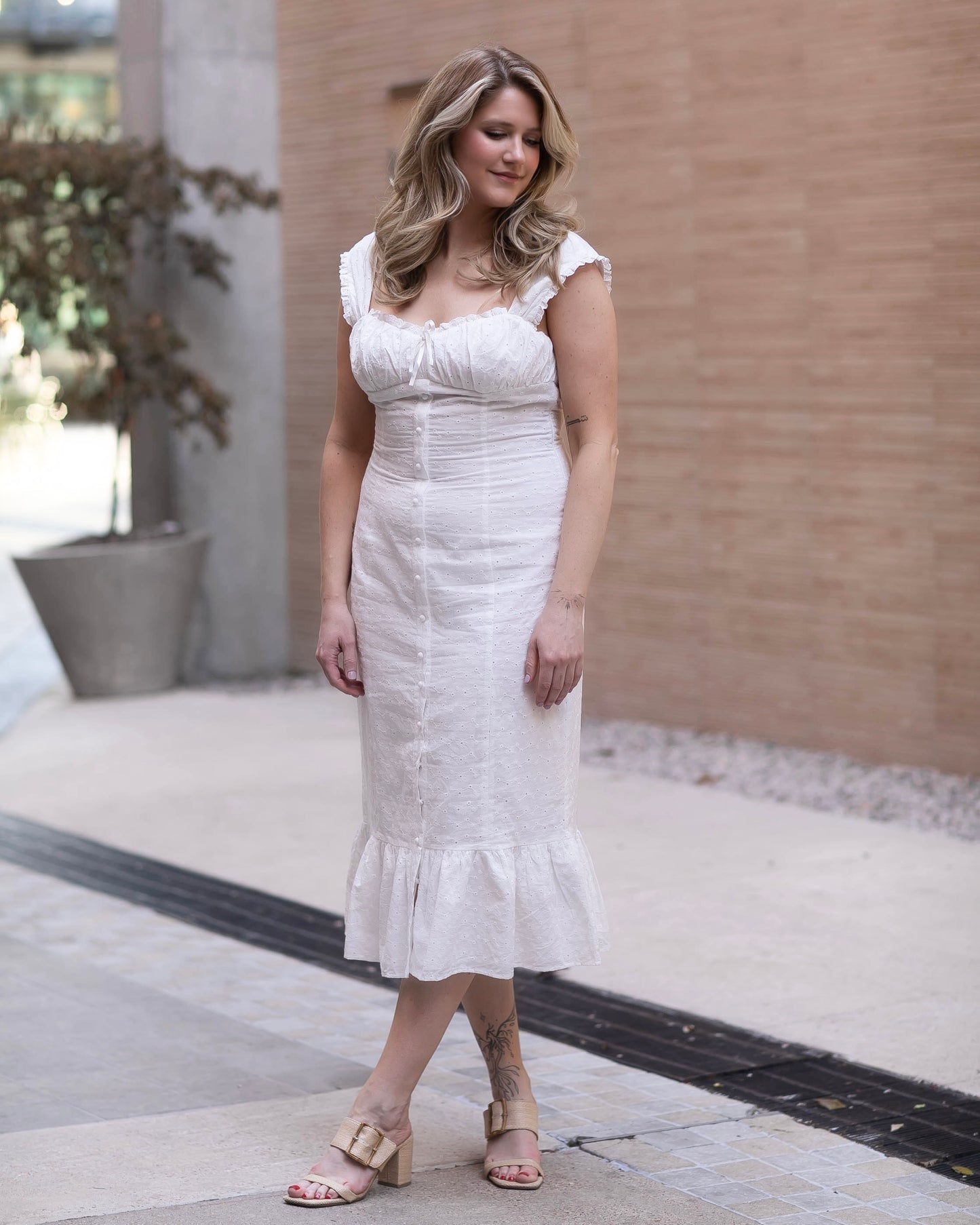 Clarice Eyelet Midi Dress