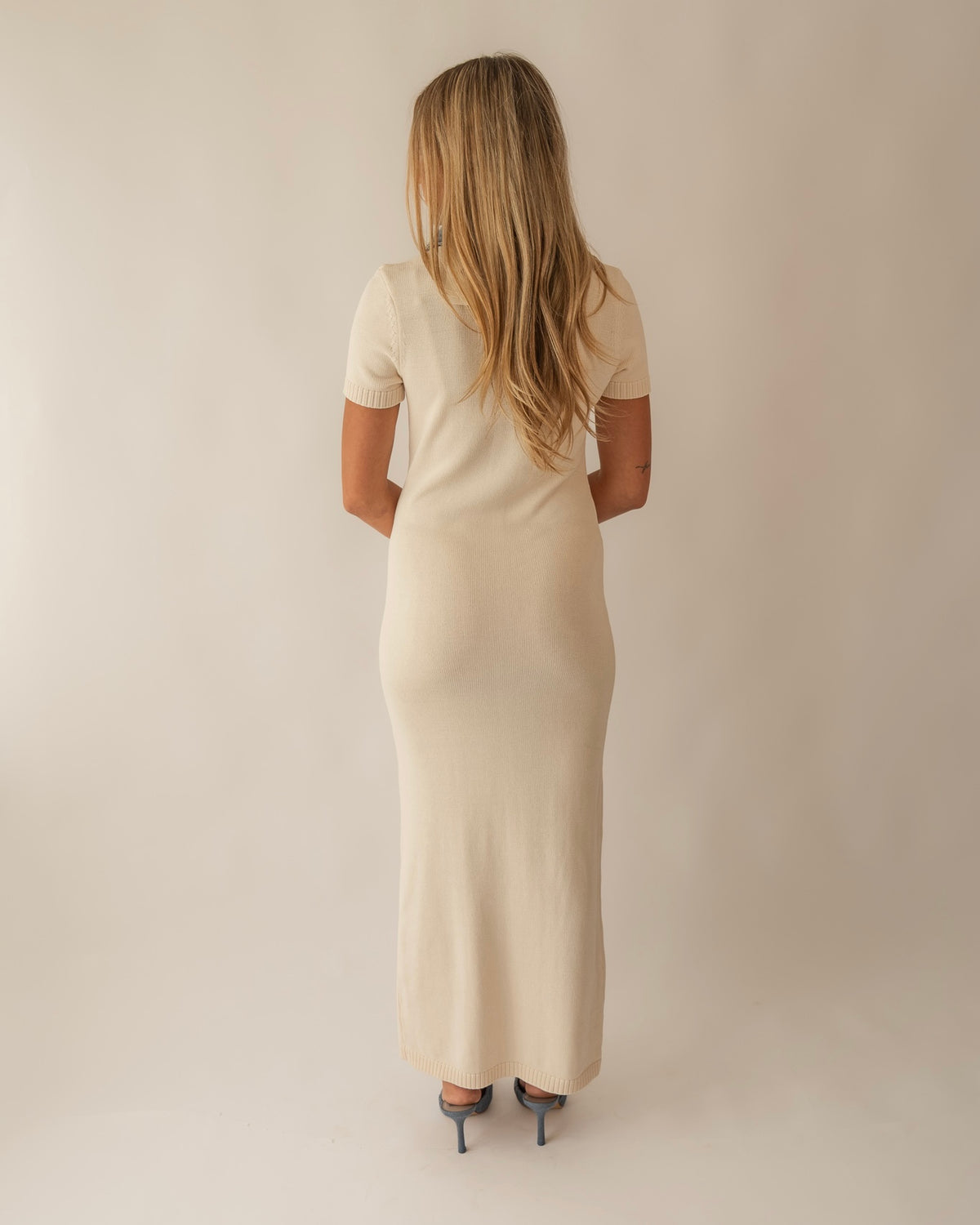 Contrast Denim Collar Maxi Dress
