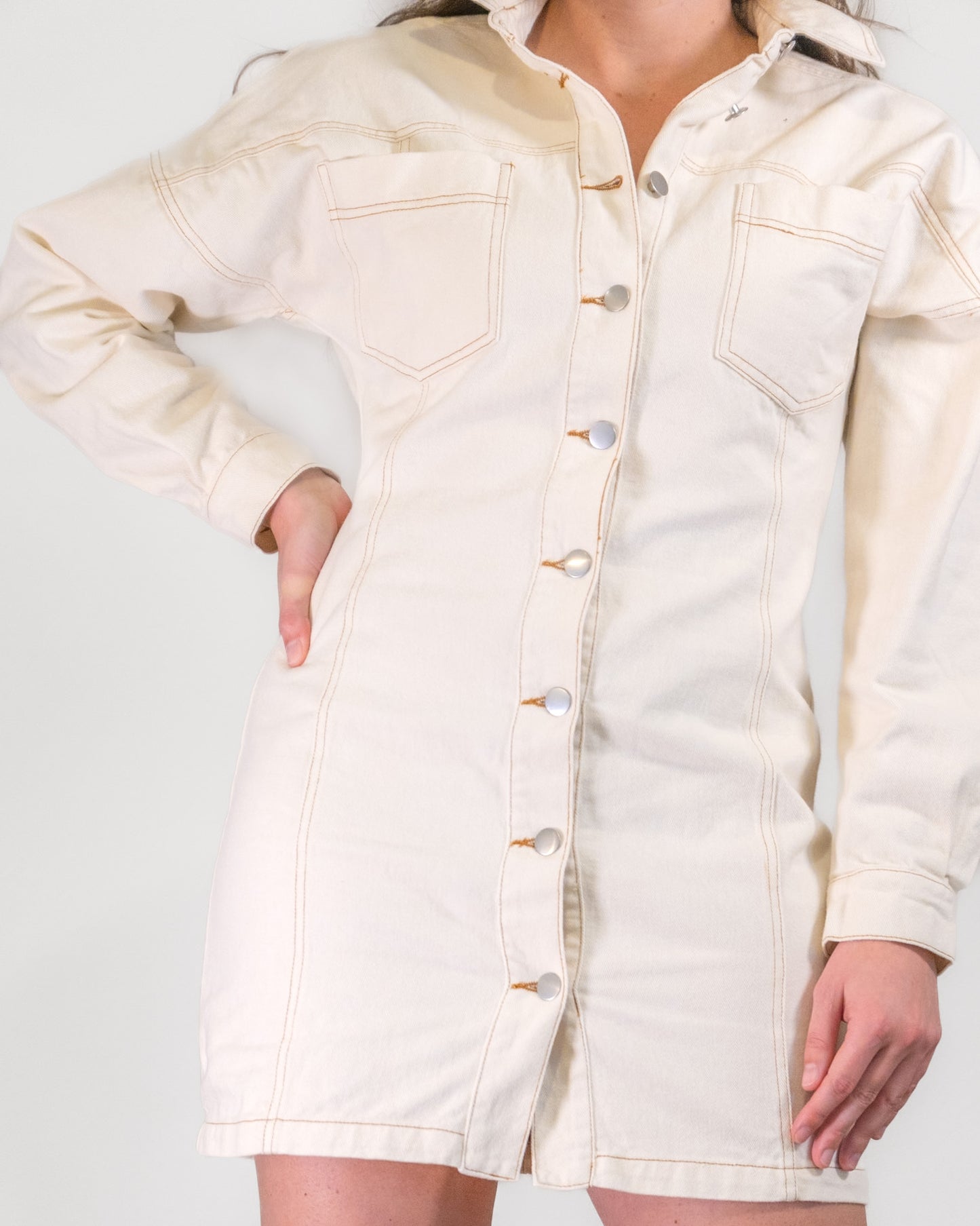 Cream-Colored Jean Dress