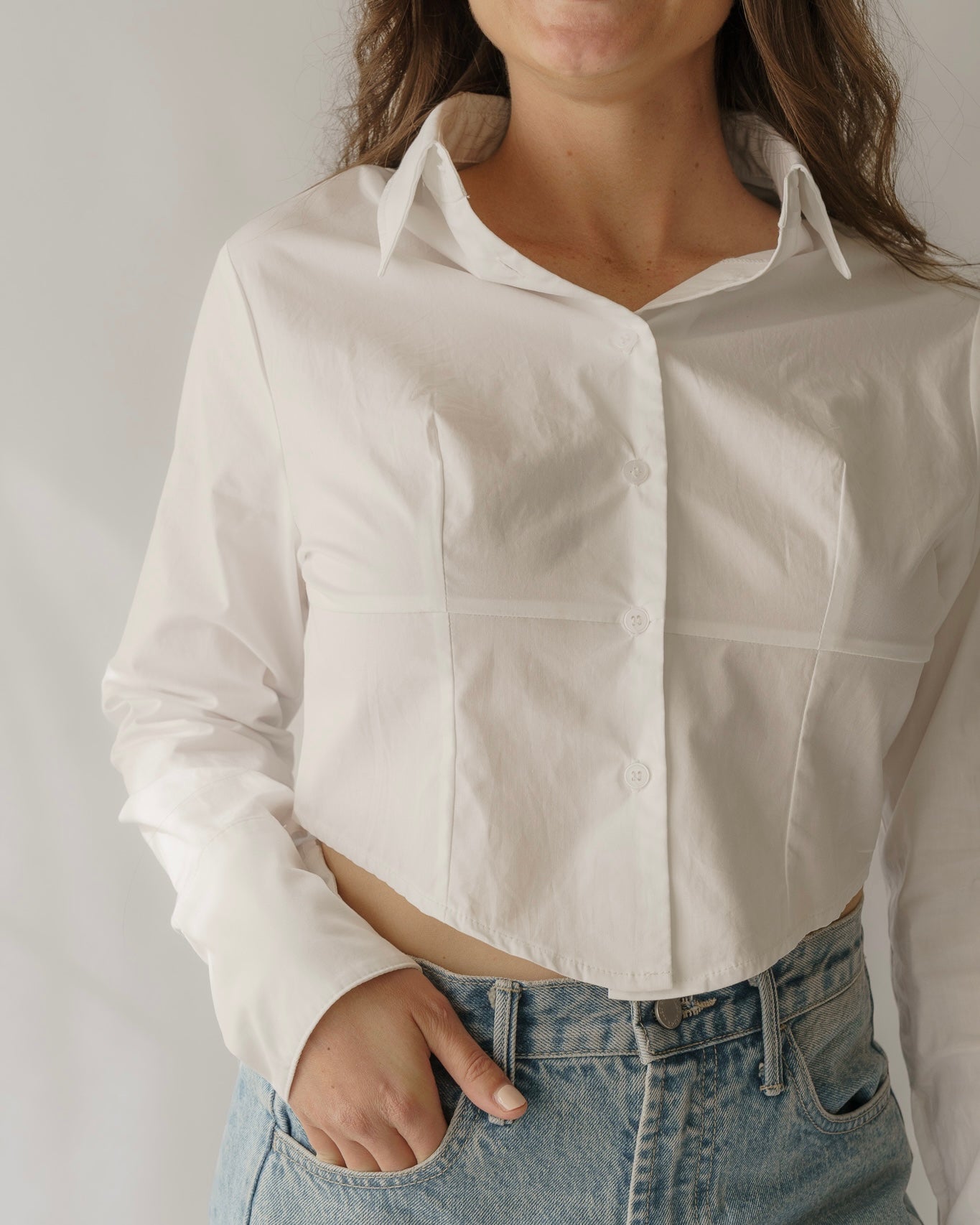 Crisp White Button Down Top