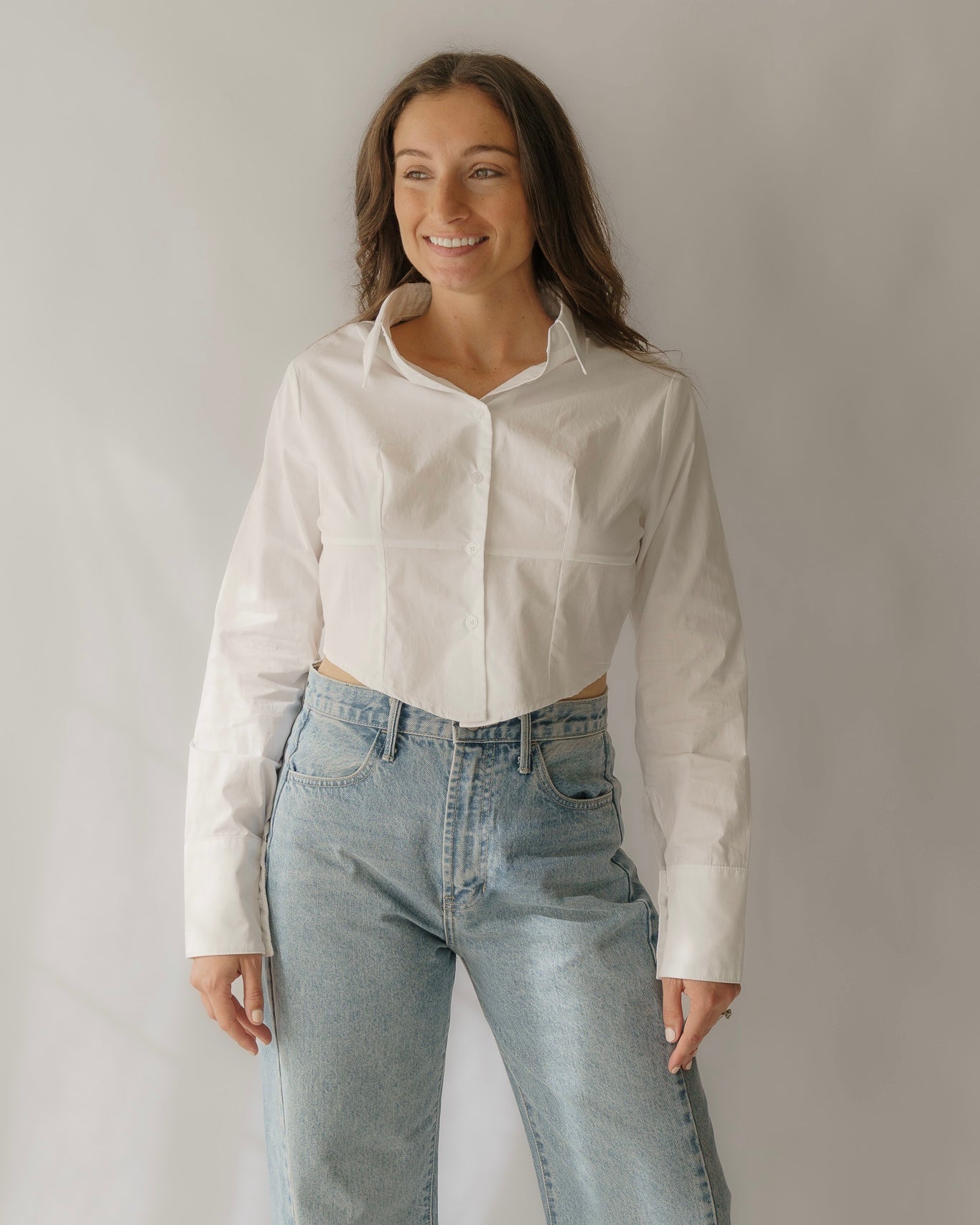 Crisp White Button Down Top