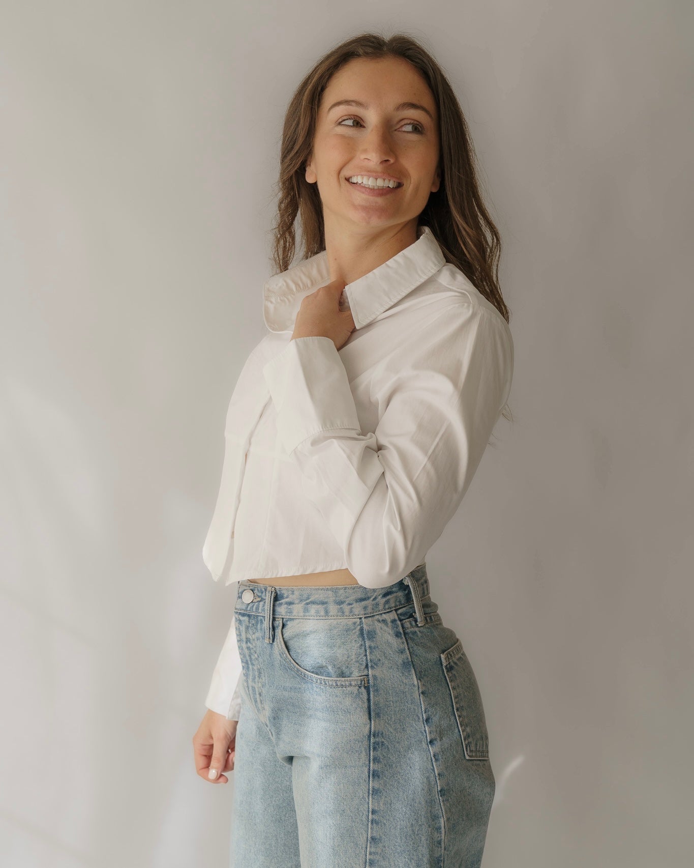 Crisp White Button Down Top