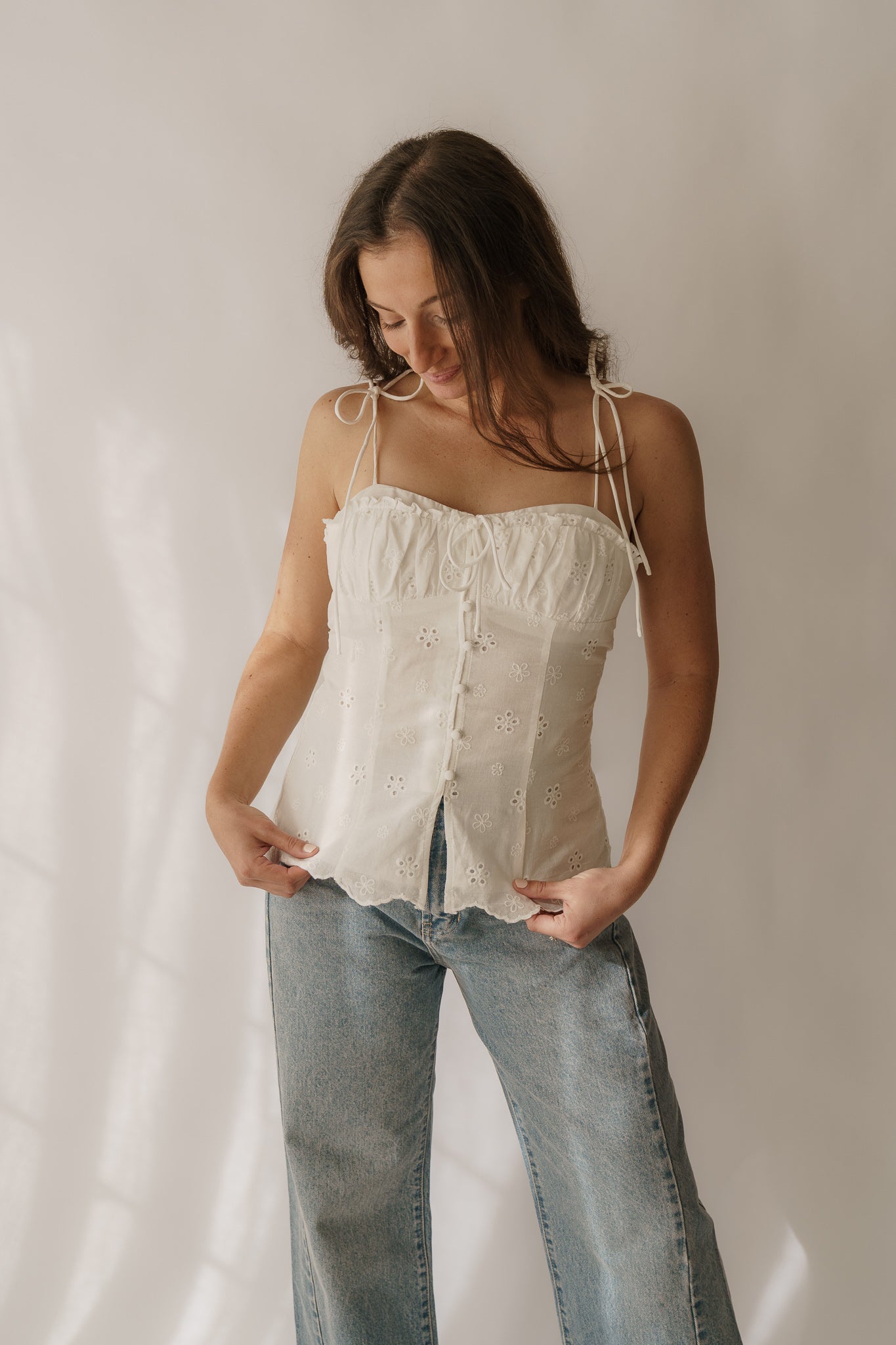 Eyelet Petal Corset Top